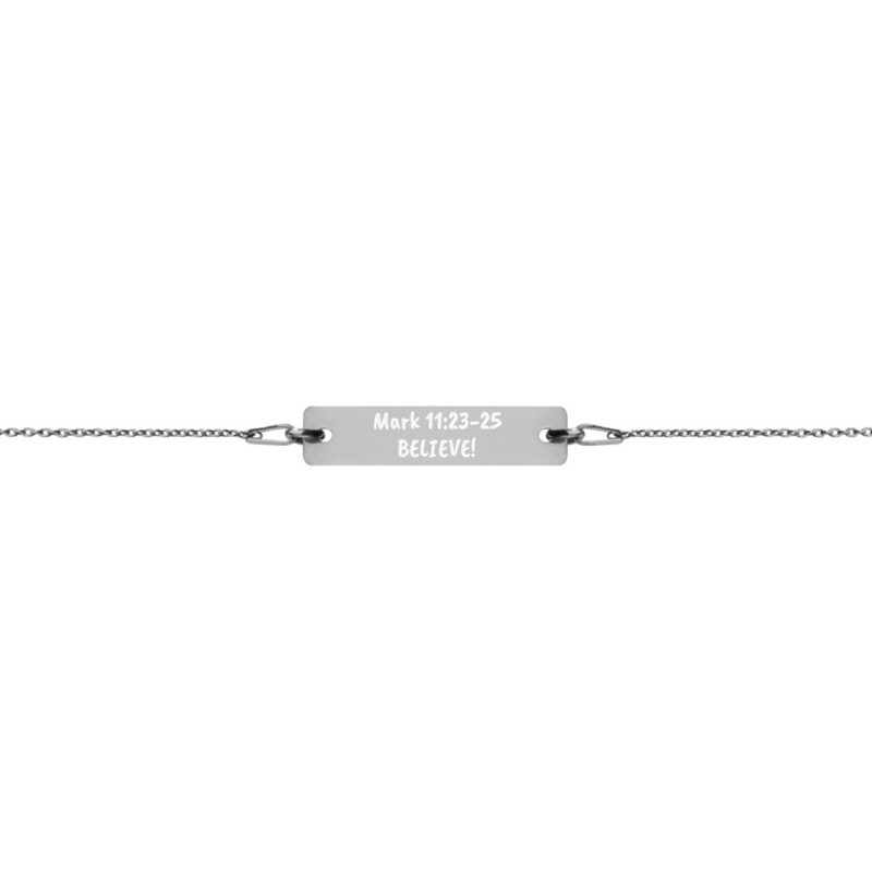 * 'Mark 11:23-25 Believe!' Engraved Bar Chain Bracelet