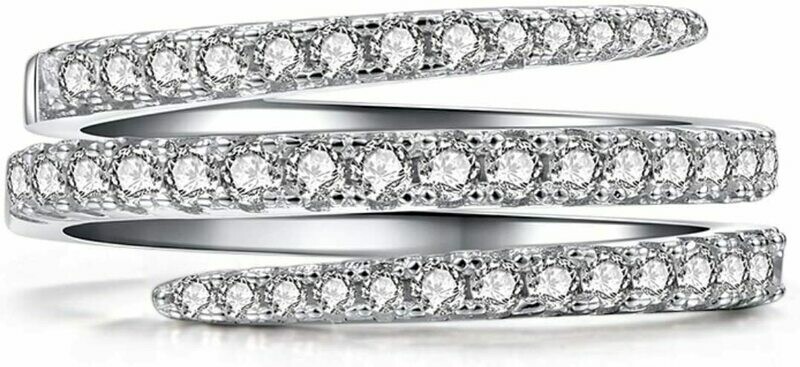 * .925 Sterling Silver &amp; CZ  Multi Row Ring