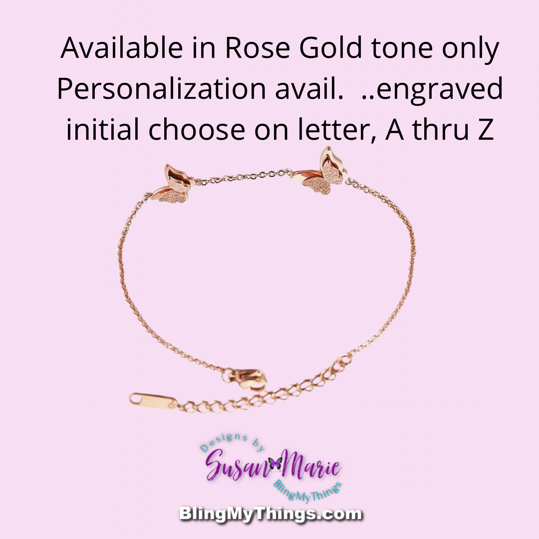 *butterfly Bracelet Rose Tone