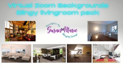6 Living Room Scenes Virtual Background Pack for Zoom - Stylish &amp; Comfortable Meeting Backdrops