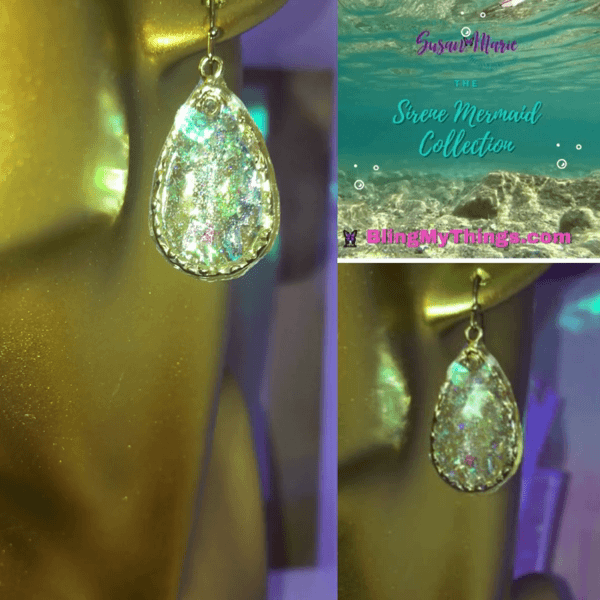 Sirène Mermaid Resin Oval Drop Hook earrings