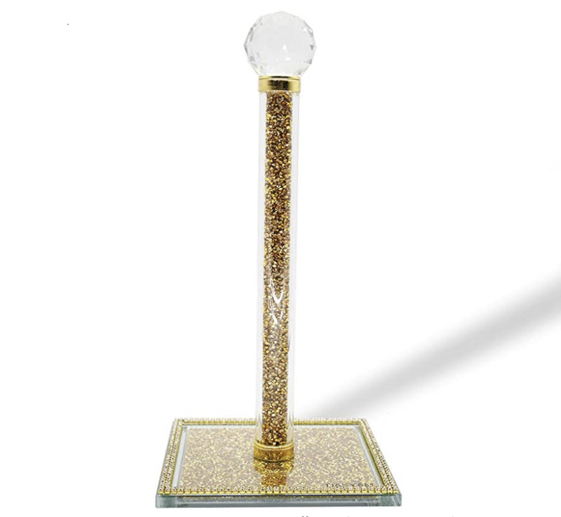 *SPARKLING Paper Towel Holder - Goldtone and clear crystal