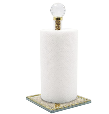 *SPARKLING Paper Towel Holder - Goldtone and clear crystal