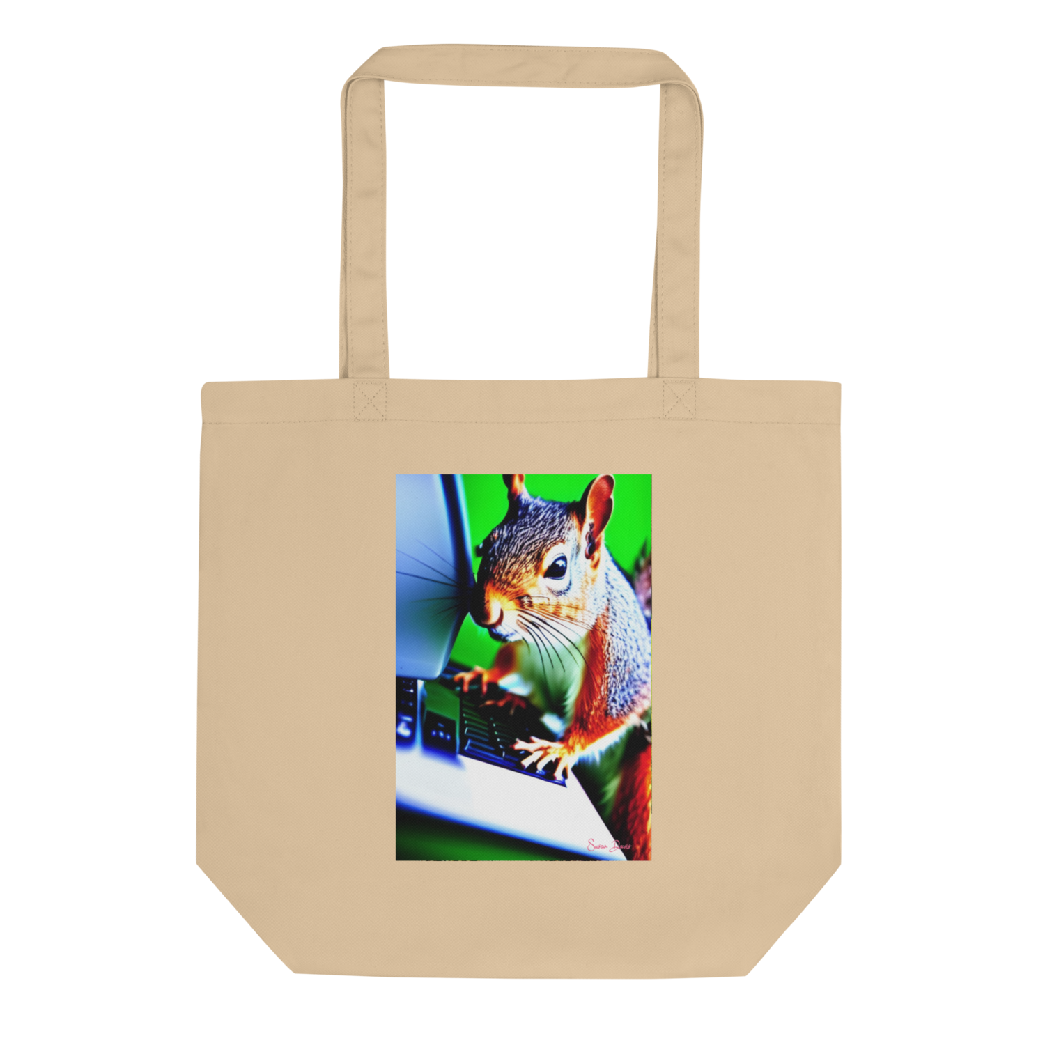 Squirrel on Computer- Tote Bag