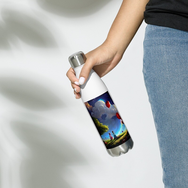 Stainless Steel Water Bottle - Happy Birthday in Heaven 