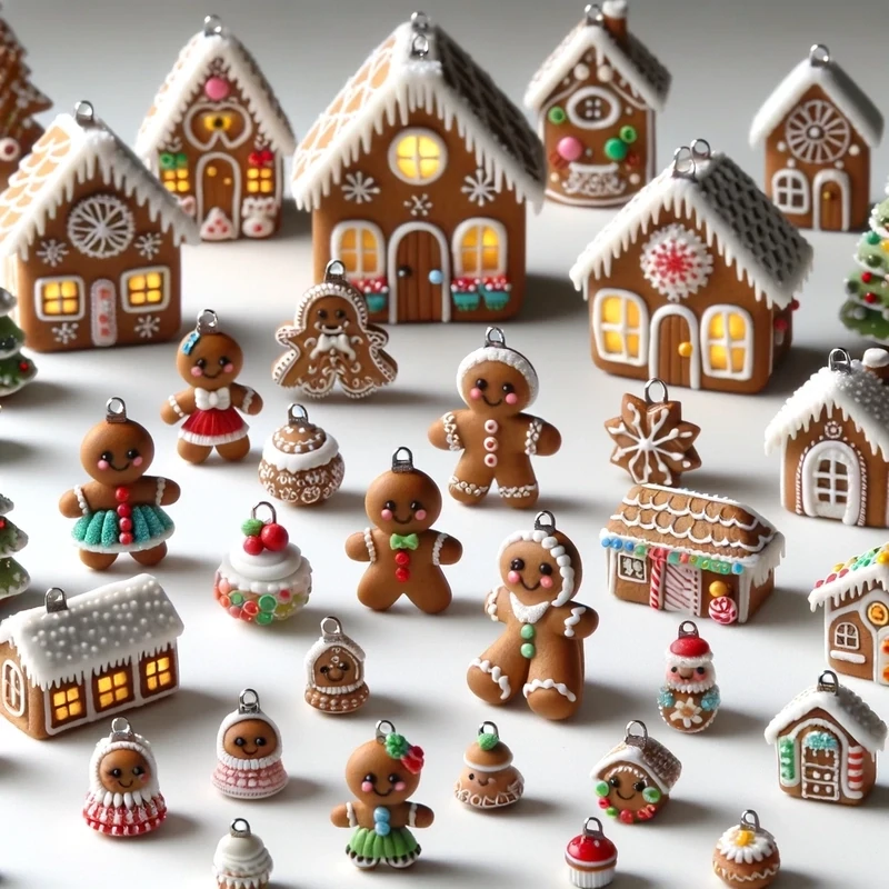Miniature dollhouse gingerbread ornaments + decor sets