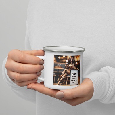 “First I Drink, Then I Speak”, Enamel Coffee Mug