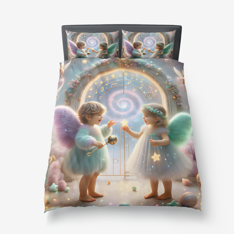Celestial cherubs angel babies- Microfiber Duvet Cover