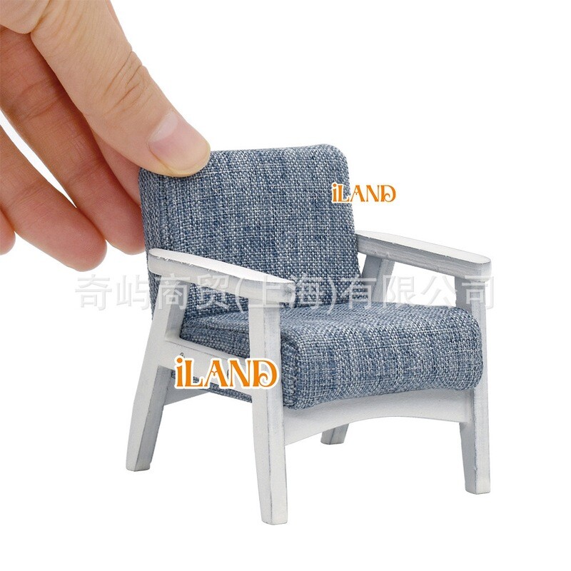 *1:12 Scale Dollhouse Miniature Armchair - Japanese Style Fabric Sofa for Doll House Living Room Furniture