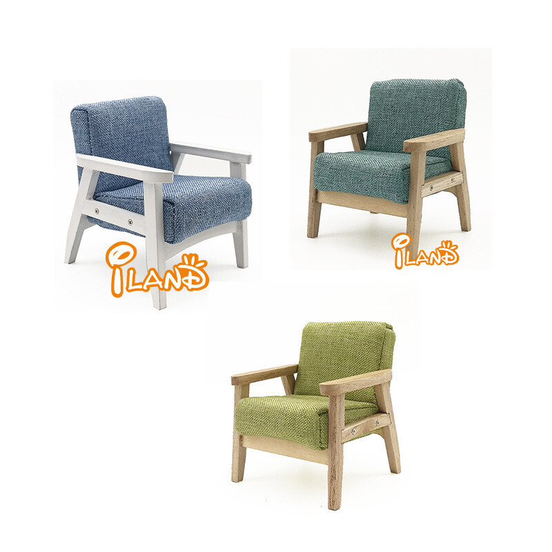 *1:12 Scale Dollhouse Miniature Armchair - Japanese Style Fabric Sofa for Doll House Living Room Furniture