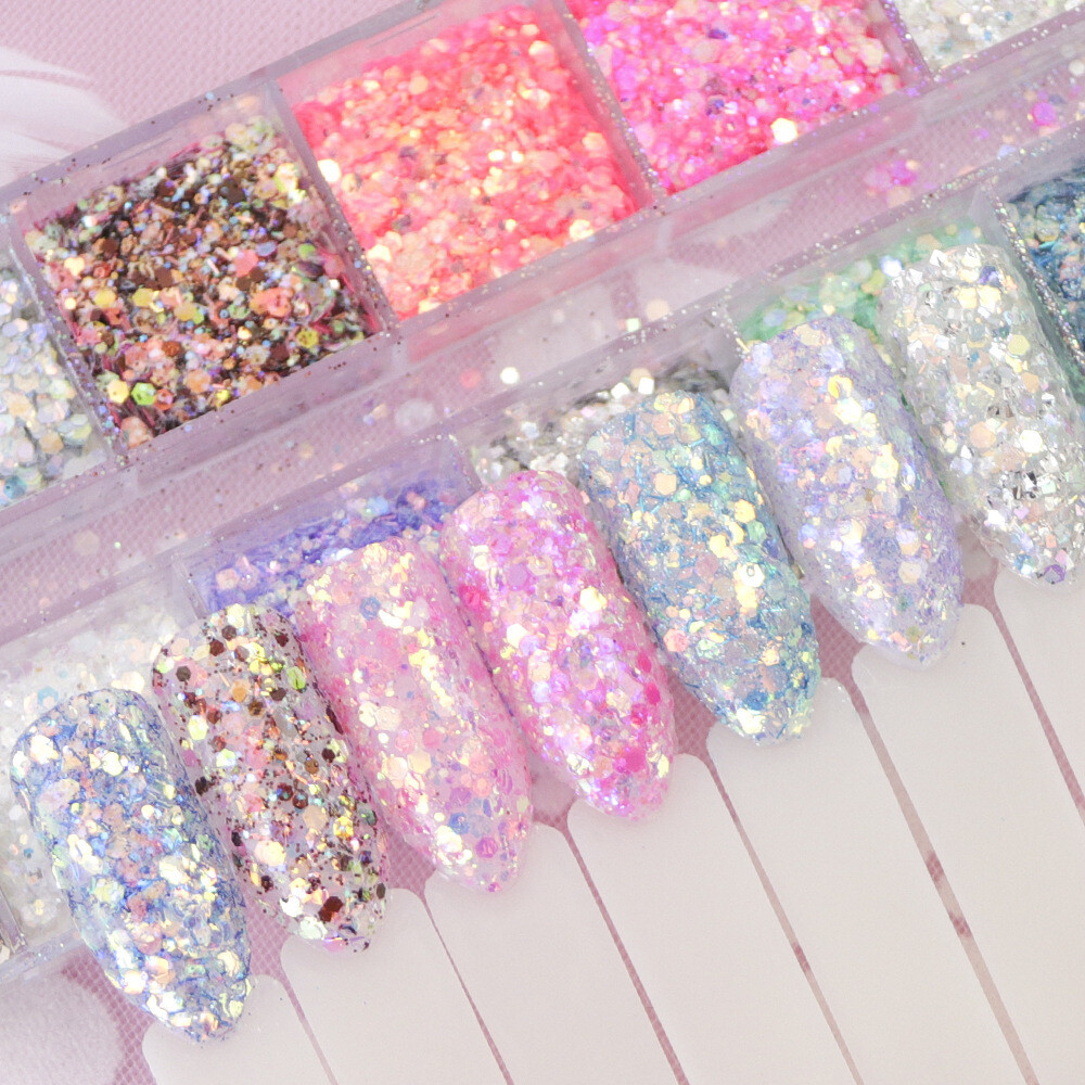 Nail Art Glitter Colorful Beautiful Nail Decoration Fine Flakes Fine Hexagonal Particles Glitter Nail Dress Up