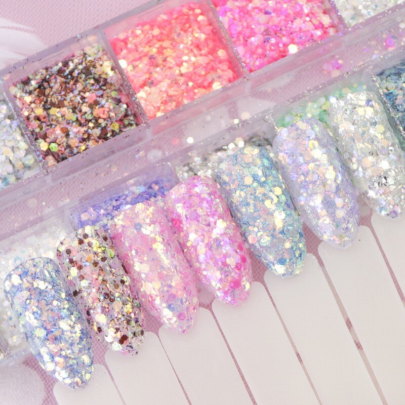 Nail Art Glitter Colorful Beautiful Nail Decoration Fine Flakes Fine Hexagonal Particles Glitter Nail Dress Up