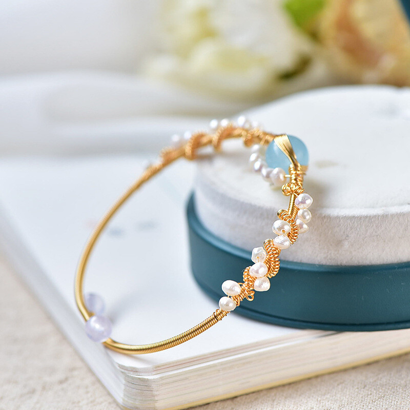 Aquamarine Aquamarine 14k Gold-plated Pearl Bracelet