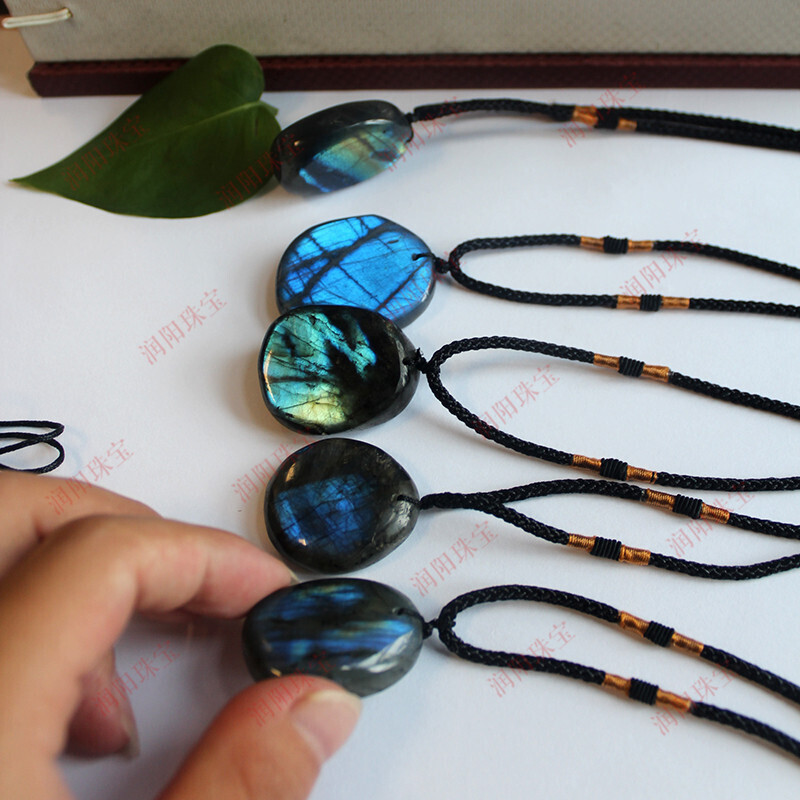 Labradorite Moonstone Raw Stone Pendant Necklace Pendant Sunstone Shaped Raw Stone Pendant