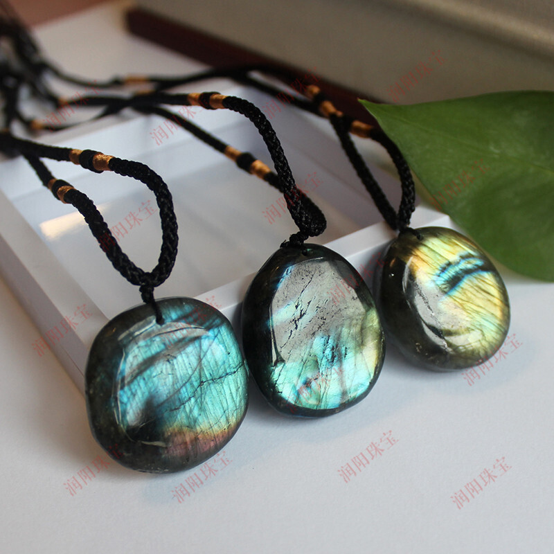 Labradorite Moonstone Raw Stone Pendant Necklace Pendant Sunstone Shaped Raw Stone Pendant