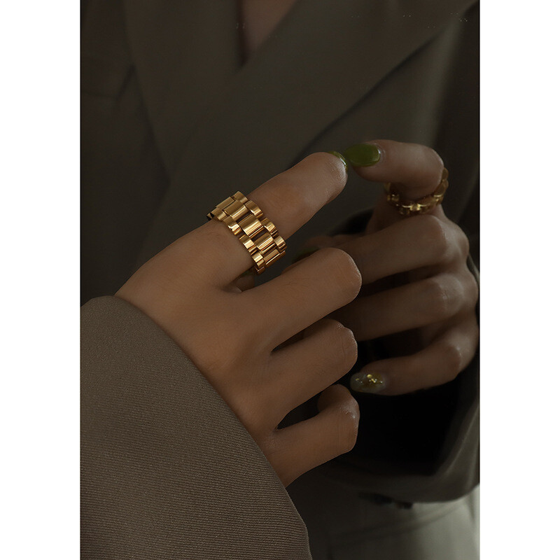 Titanium Steel Ring Versatile Ring Index Finger Ring Jewelry, Size: No. 6, Color: A184-gold