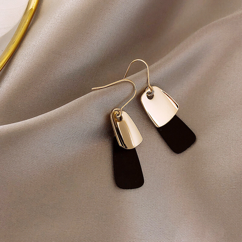 EARRINGS COLLECTION-925 Silver Needle Earrings  Women, Color: 1#black gold [steel needle]