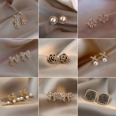 EARRINGS COLLECTION-925 Silver Needle Earrings  Women