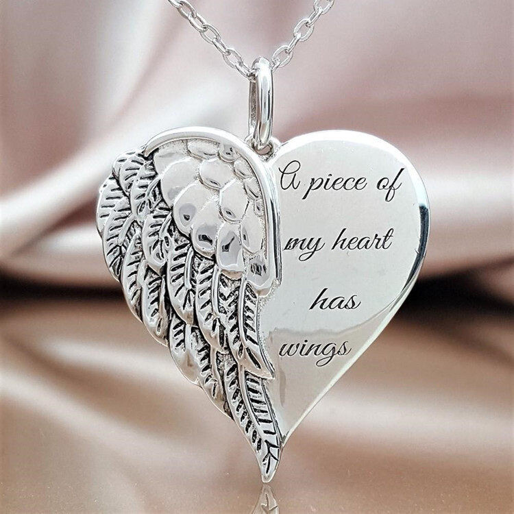 A piece of my heart has wings pendant