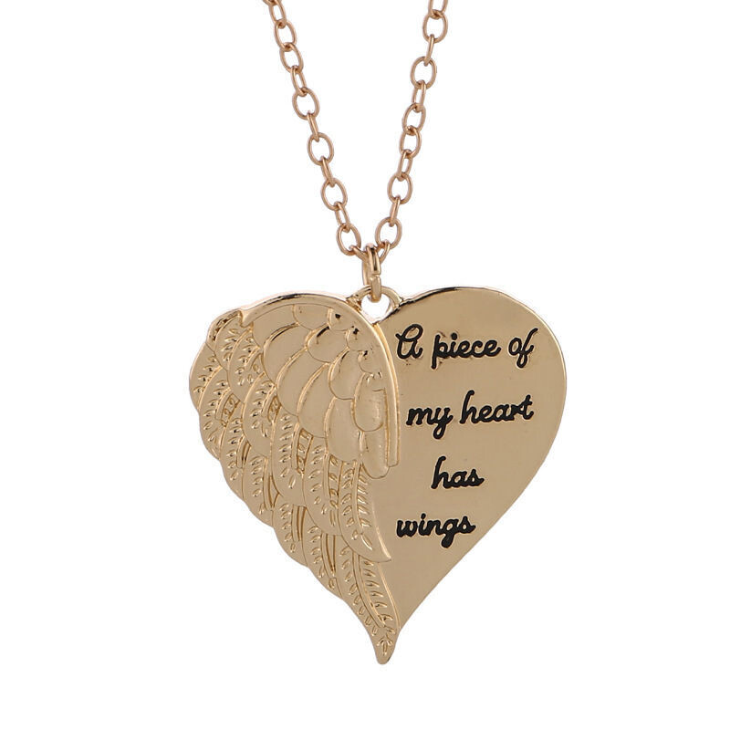 A piece of my heart has wings pendant, Color: Gold