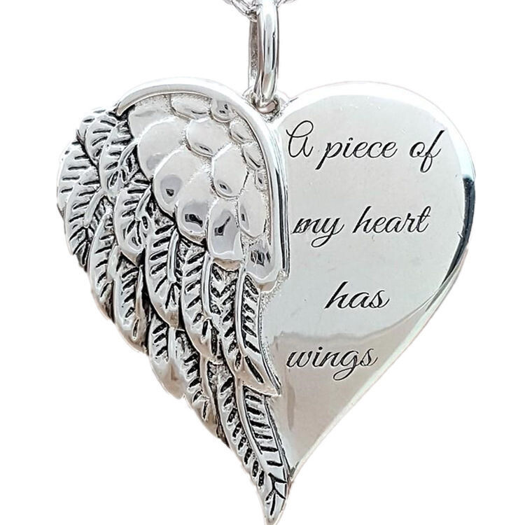 A piece of my heart has wings pendant