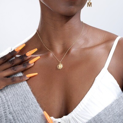 Sun MOON Pendant Necklace Women-Gold-plated 18K -Stainless Steel -Anti-rust Jewelry Accessories