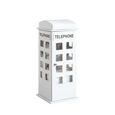PHONE BOOTH -Tall Leather Jewelry Box, British Telephone booth White