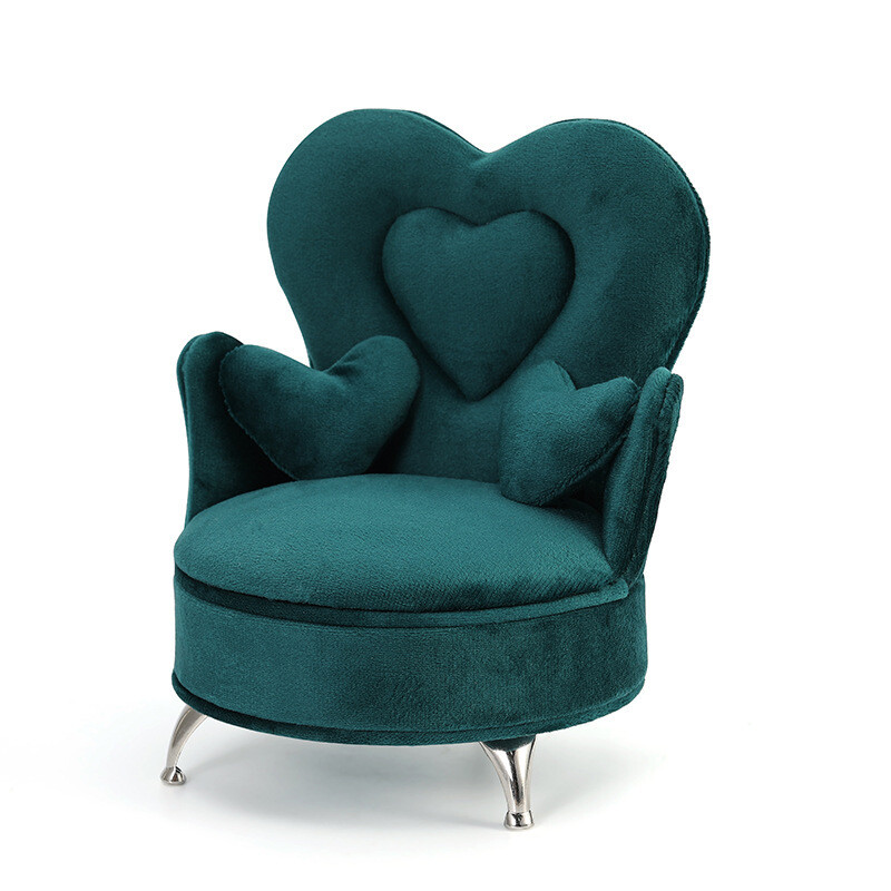 Tabletop Furniture For Your Jewelry Display Box - peacock Green Velvet, stylish Jewelry Box Jewelry Storage, Specification model: A36 small sofa 13.5*11.5*15*yc1e malachite green