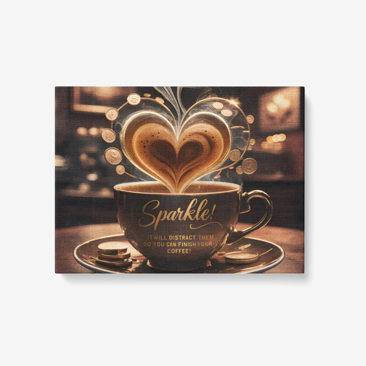 Sparkle! It Will Distract Them So You Can Finish Your Coffee -1 Piece Canvas Wall Art for Living Room - Framed Ready to Hang 24&quot;x18&quot;