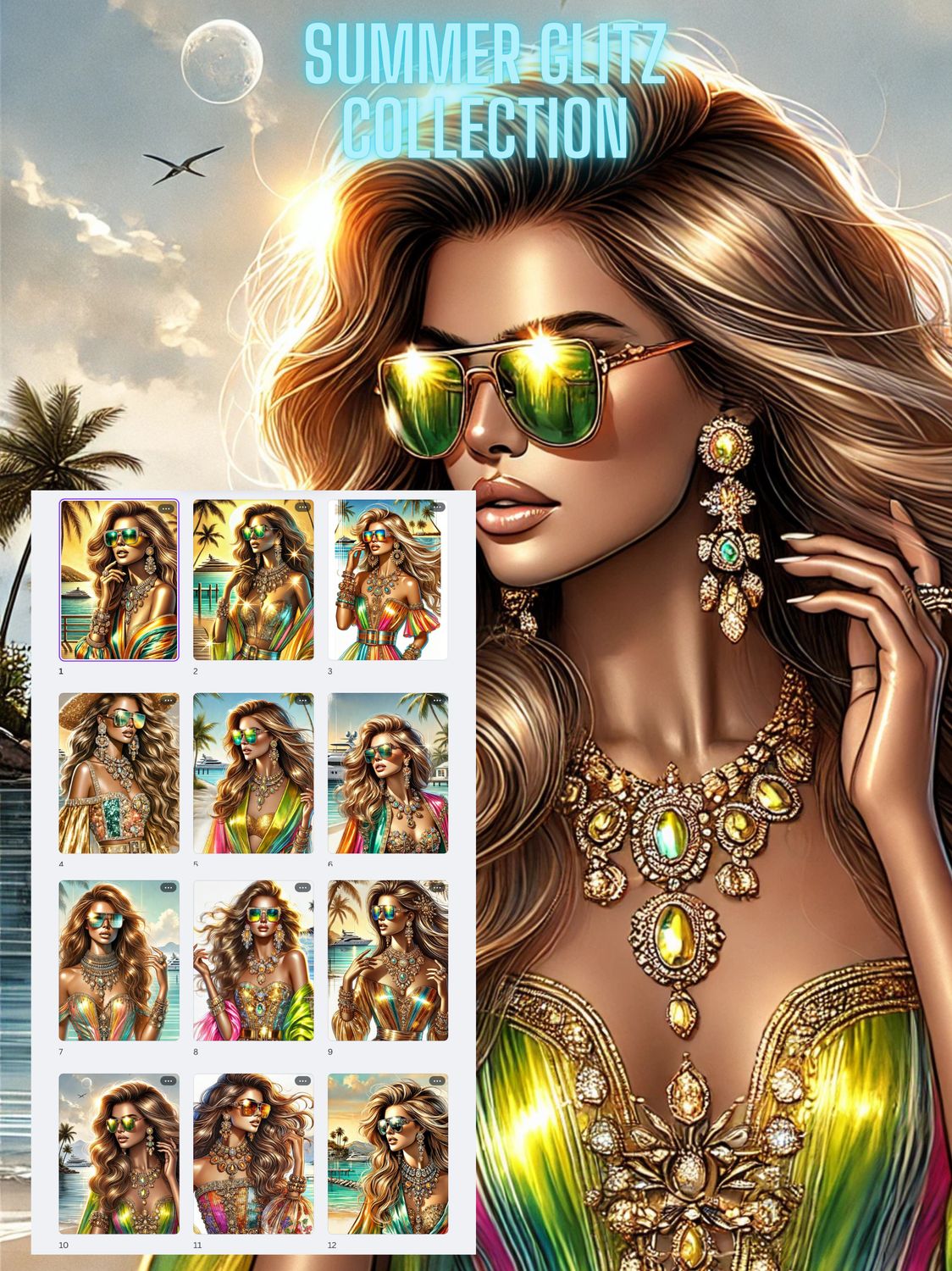 ✨ Summer Glitz Collection – 8K Luxe Lock-screen Art ✨
