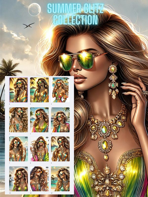 ✨ Summer Glitz Collection – 8K Luxe Lock-screen Art ✨