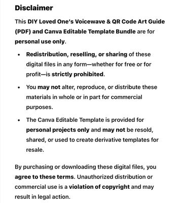 DIY Loved One’s Voicewave & QR Code Art – Complete Bundle (PDF + Editable Canva Template!)