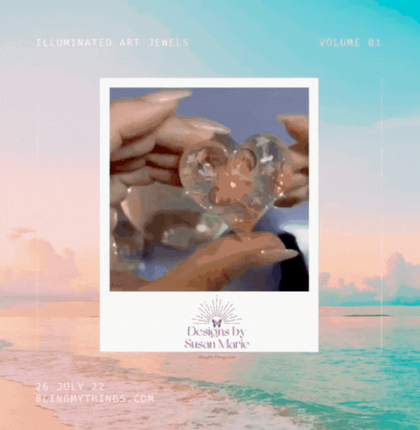 Heart Fire-Custom Light Up Resin &amp; Gem Heart