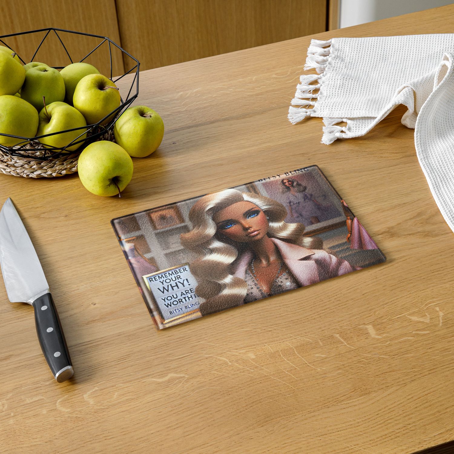 Remember your why! Bitsy Bling -Glass cutting board