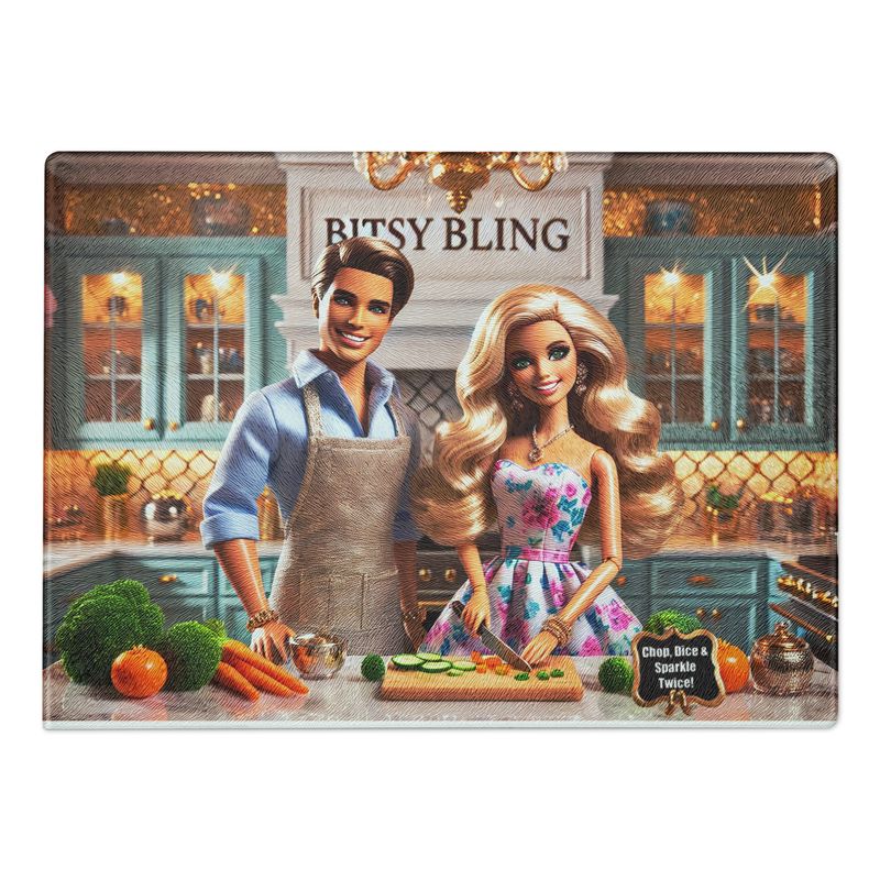“Chop, Dice Y Sparkle Twice!” Bitsy Bling-Glass cutting board