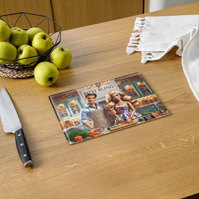 “Chop, Dice Y Sparkle Twice!” Bitsy Bling-Glass cutting board