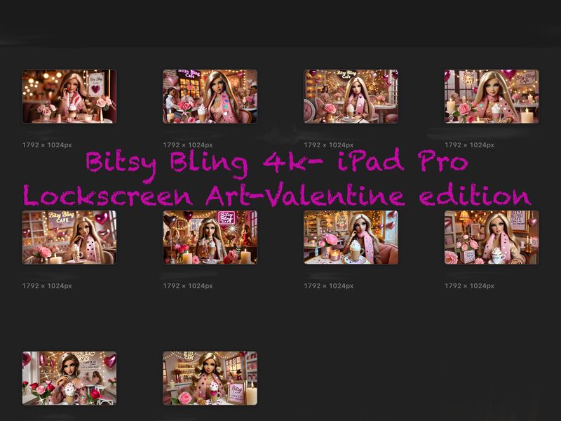 Bitsy Bling -Valentine edition 4k Lock-screen art Pack