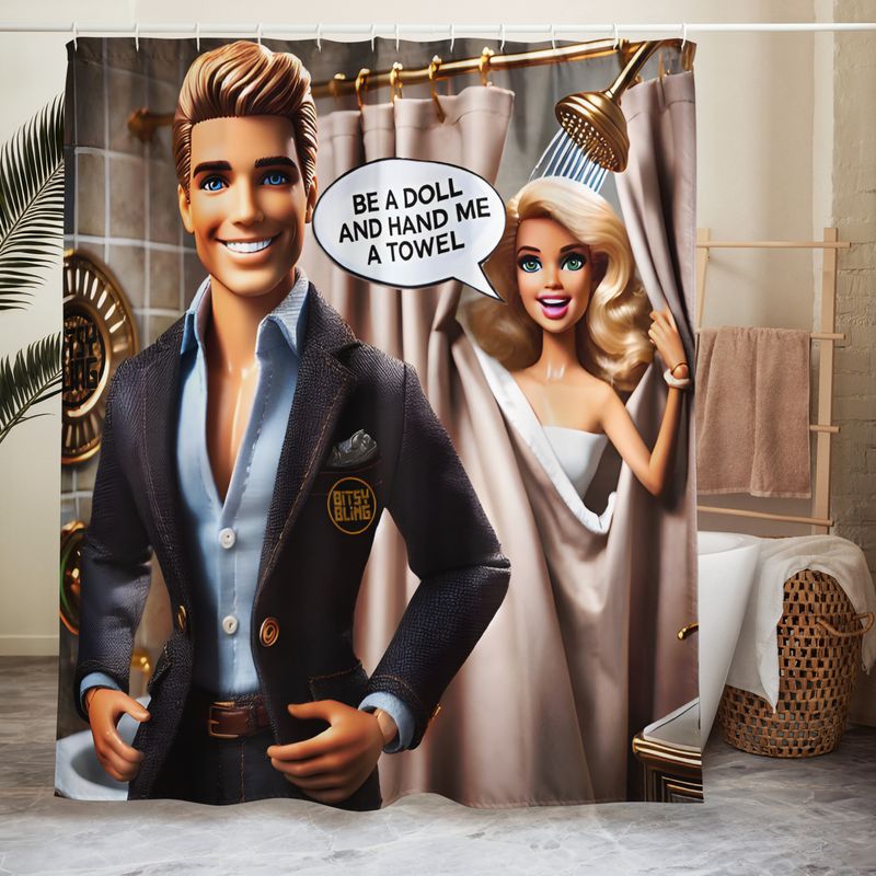 Be a doll and hand me a towel - Bitsy Bling & Buff Bling duo -Shower curtain Be a doll and hand me a towel - Bitsy Bling & Buff Bling duo -Shower curtain