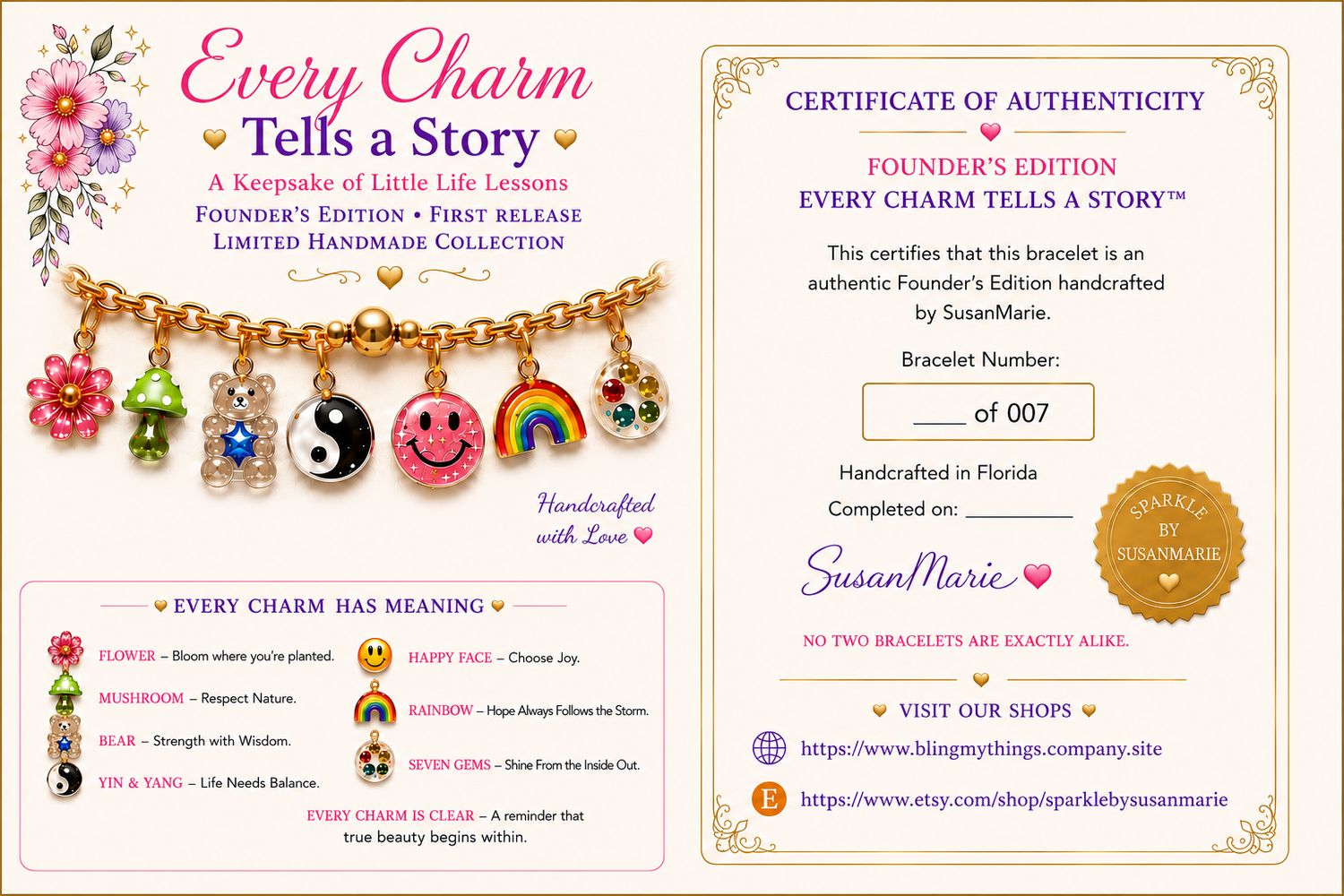 Founder's Edition Charm Bracelet: Handmade Keepsake with Meaningful Charms