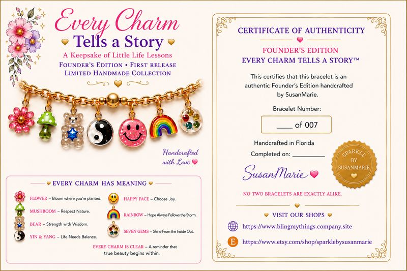 Founder's Edition Charm Bracelet: Handmade Keepsake with Meaningful Charms Founder's Edition Charm Bracelet: Handmade Keepsake with Meaningful Charms
