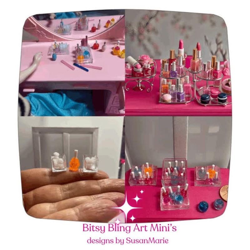 Miniature Lucite Manicure Set for Dolls: Bitsy Bling Art Mini's Dollhouse Accessory
