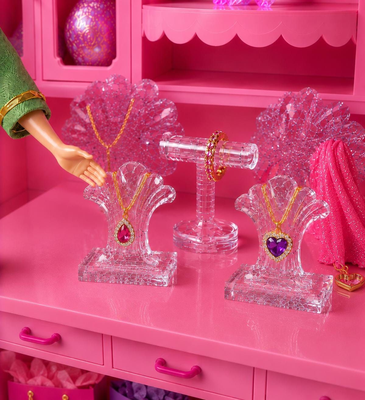 Handmade miniature resin jewelry display for 12 inch fashion dolls