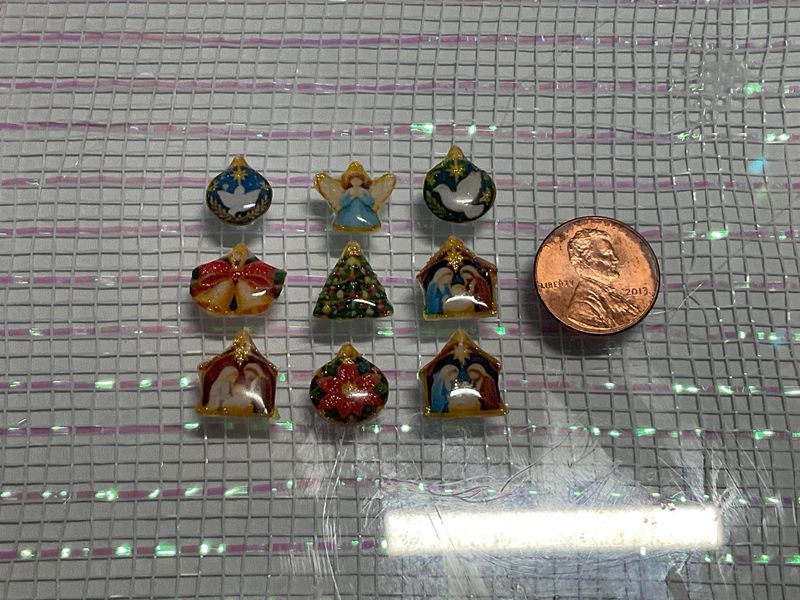 Handmade Miniature Christmas Ornament Set for one sixth scale Bitsy Bling Nativity