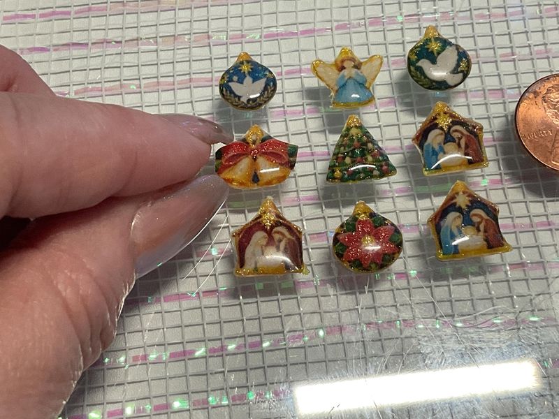 Handmade Miniature Christmas Ornament Set for one sixth scale Bitsy Bling Nativity
