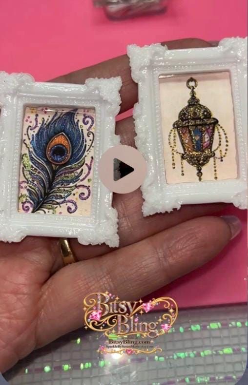 1:6 Scale Miniature Framed Art, Hand Embellished Dollhouse Decor (Finished Mini)