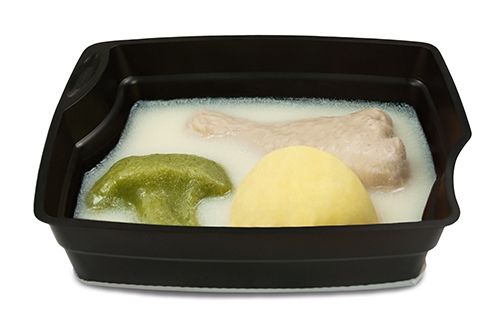 Brathähnchen Brokkoli Curry-Reis in heller Geflügelsauce