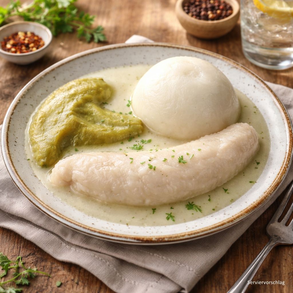 Fischfilet mit Brokkoli und Basmati-Reis in feiner Fischsauce