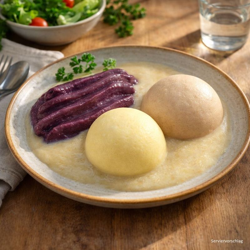 Königsberger Klopse mit Roter Bete und Kartoffeln in heller Kapernsauce