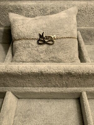 Bracelet en Acier inoxydable doré -signe infini -inscription Mama