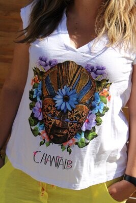 T-shirt femme " Esprit Africain" Chantal B -Masque illustré